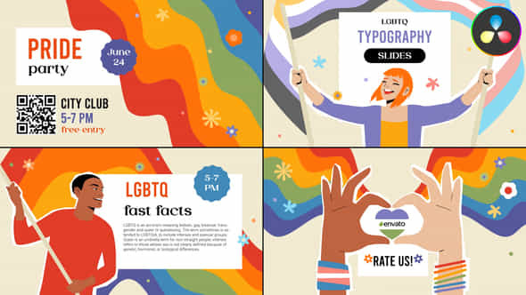 Lgbtq Typography Slides For Davinci Resolve - VideoHive 51084478