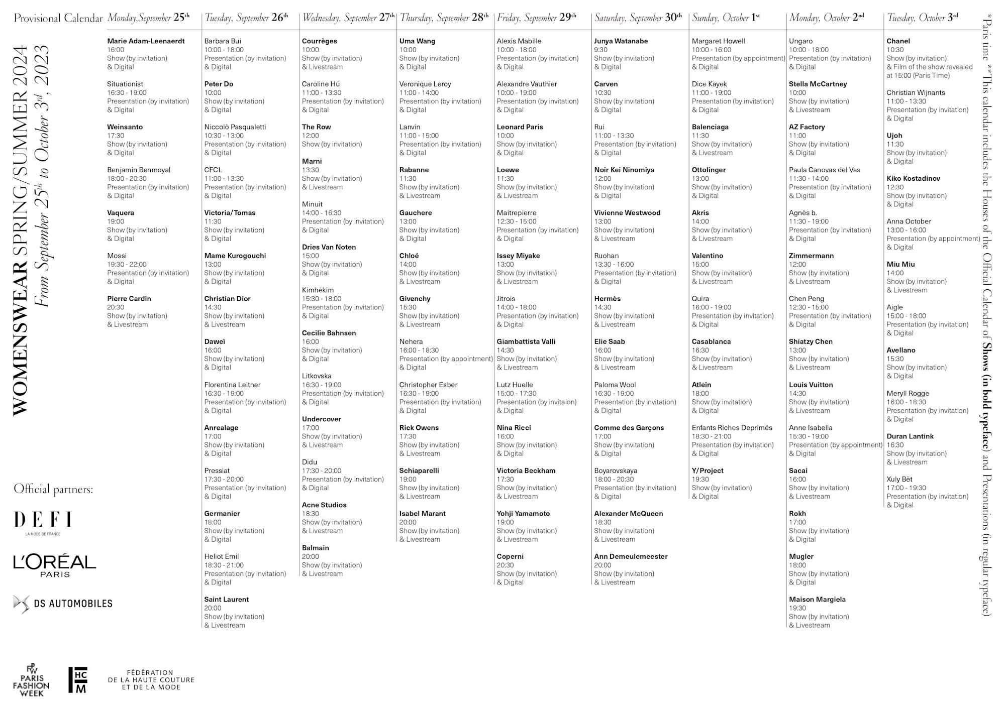 Paris Fashion Week 2024 Schedule Meta Susana