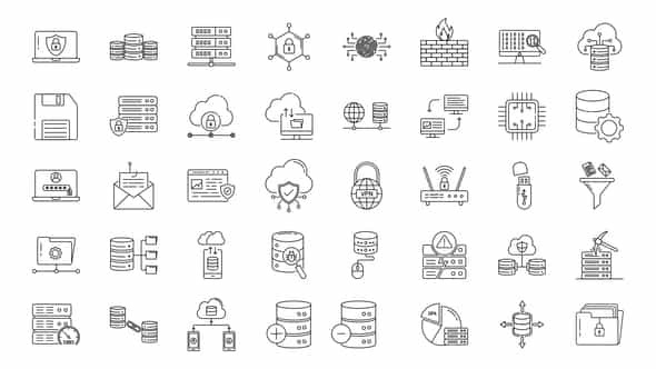 DatabaseSecurity Line Icons - VideoHive 33970713