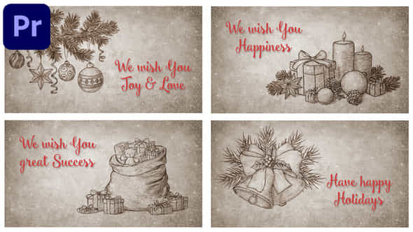 Christmas Retro Greeting Cards - VideoHive 48989061