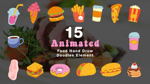 Fast Food Hand Drawn Doodle Elements 2D Animation Scene - VideoHive 49457166