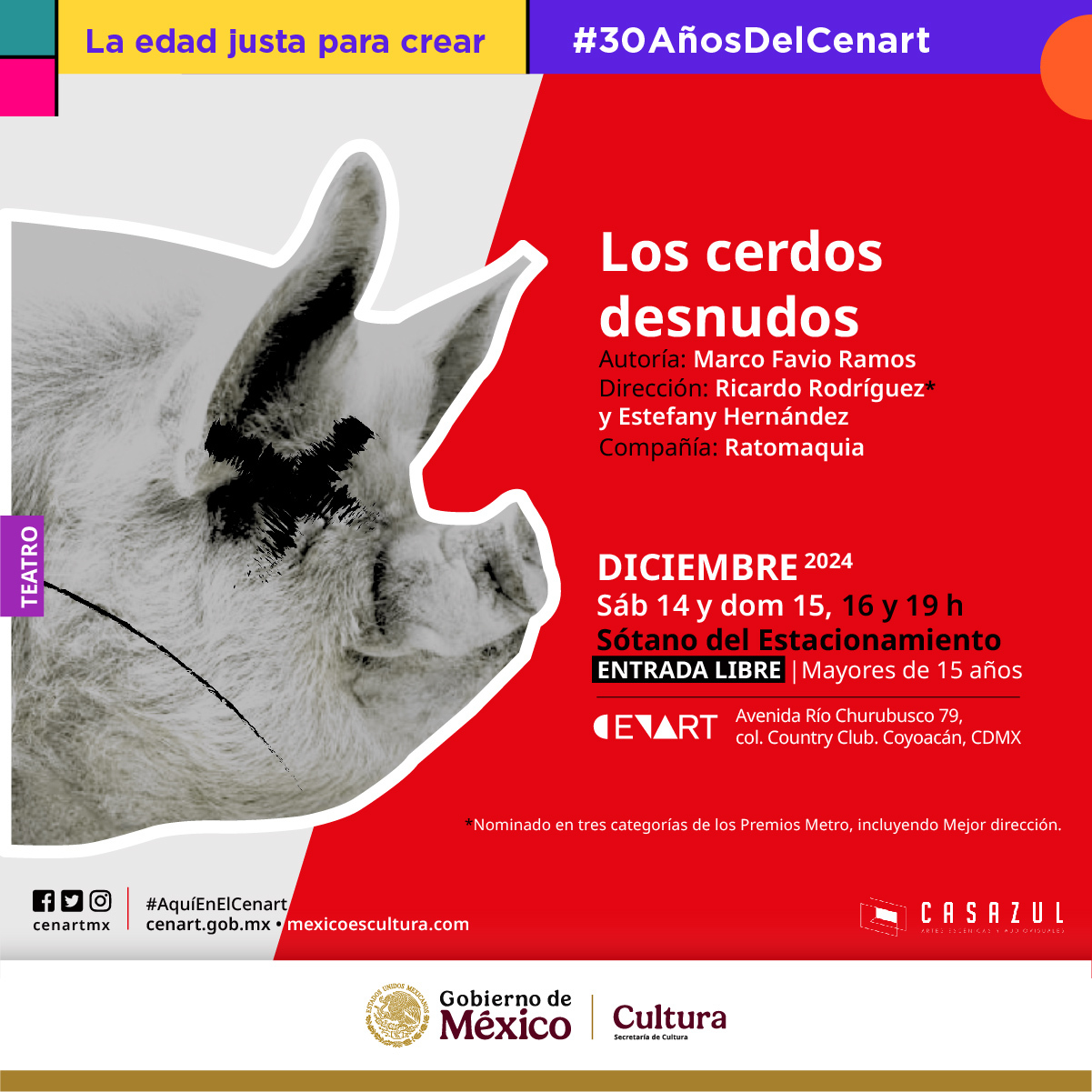 EL CENART PRESENTA LOS CERDOS DESNUDOS, OBRA SOBRE LAS APARIENCIAS Y LA FRIVOLIDAD 