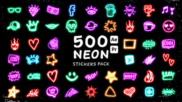 Neon Stickers Pack - VideoHive 55711102