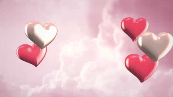 Animation closeup motion romantic hearts on Valentine day shiny background | Events - VideoHive 29943171