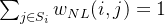 \sum_{j\in S_{i}}^{}w_{NL}(i, j)=1