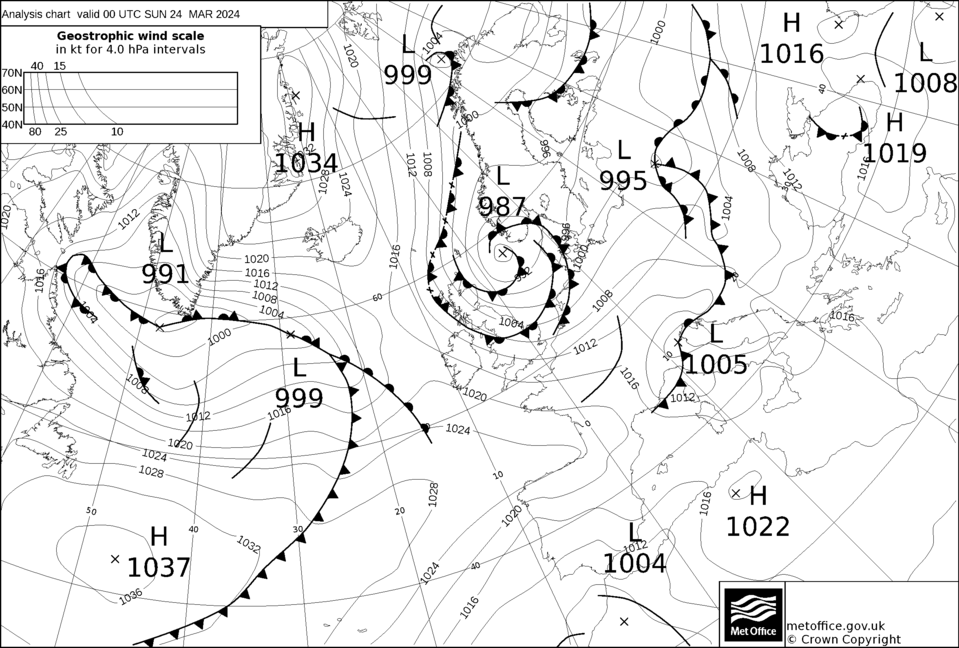 © Met Office Synoptic Chart 24/03/2024