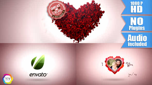 Valentine Day With Rose Petals - VideoHive 6602560