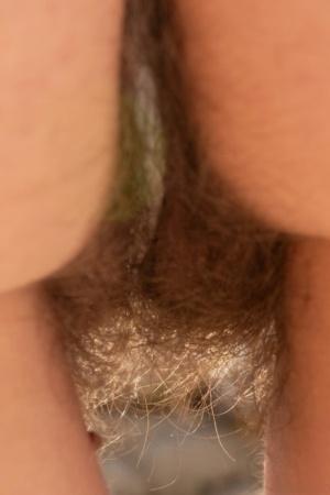 Brunette Jane Vervain showing off her inviting hairy pussy all nude outdoors