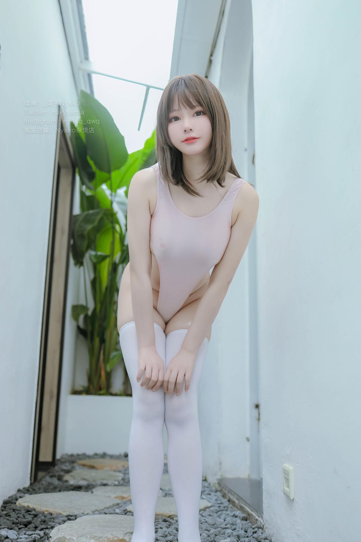 Cosplay Nyako喵子 粉色高叉竞泳 Set.01(14)