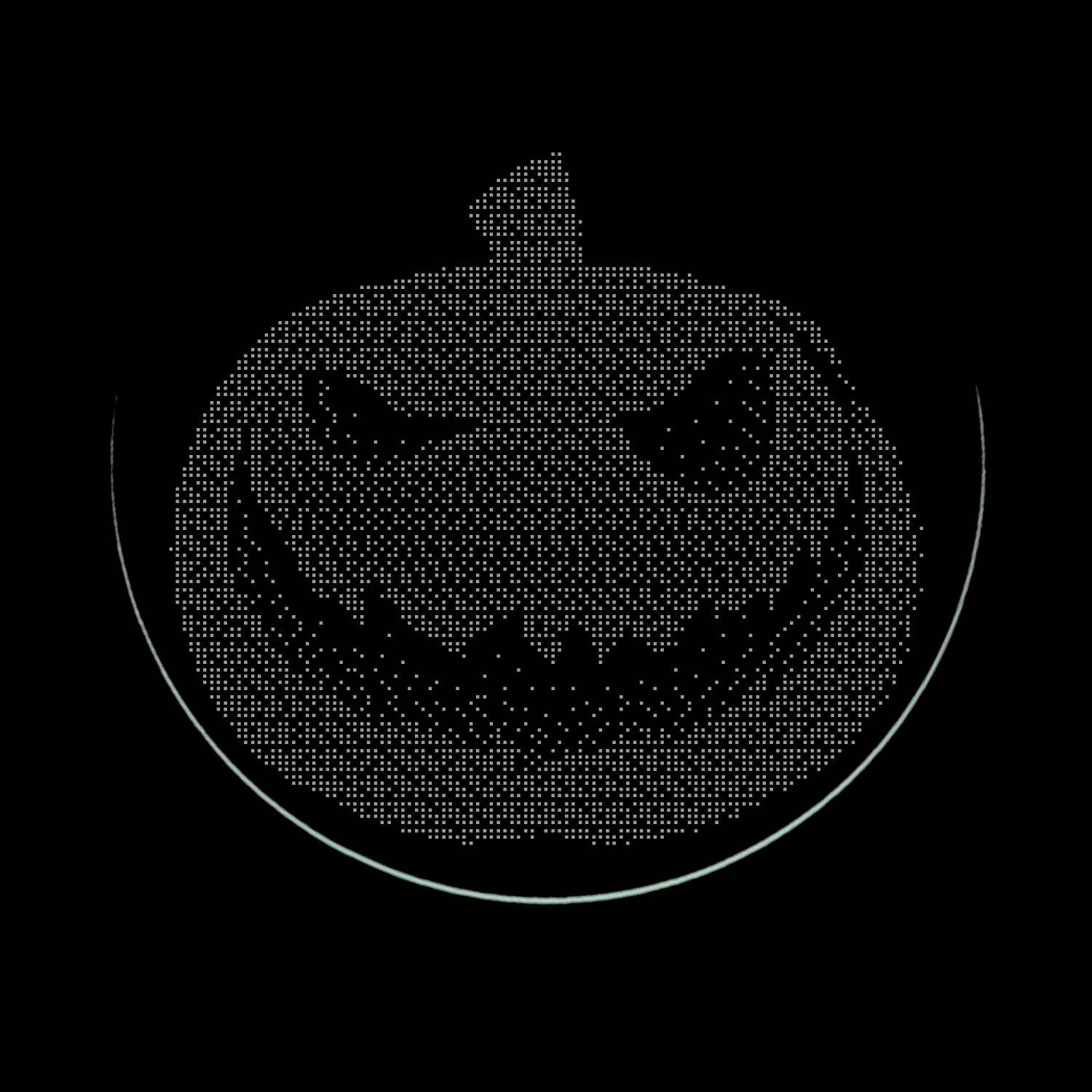 Pumpkinus Maximus - ASCII art style pumpkin logo in dot matrix pattern