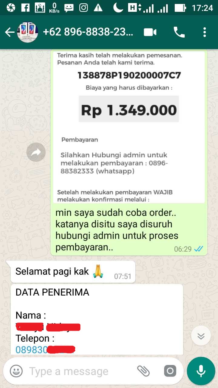 Penipuan Beli HP di PSTORE || pstorebtm.com atau https://www.fb.com/PstoreReal