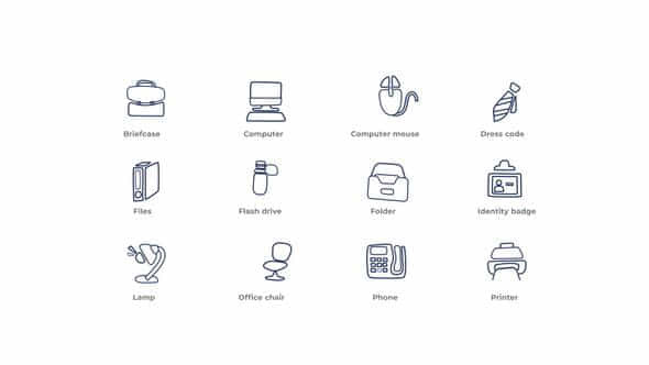 Office Outline Icons - VideoHive 49818397