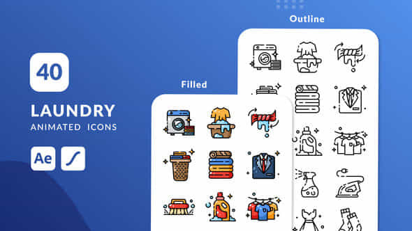 Laundry Animated Icons After Effects - VideoHive 49532488