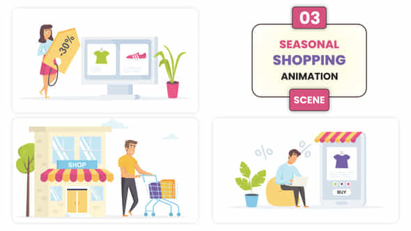 Seasonal Shopping Illustration Scene - VideoHive 52635930