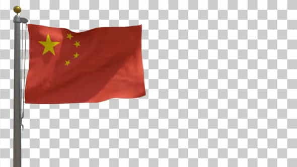 China Flag on Flagpole with - VideoHive 29942274
