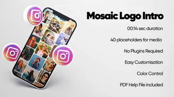 Mosaic Logo Intro I Instagram - VideoHive 38222320