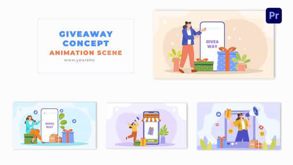 Giveaway Gift Concept Flat Artwork Animation Scene - VideoHive 49481498