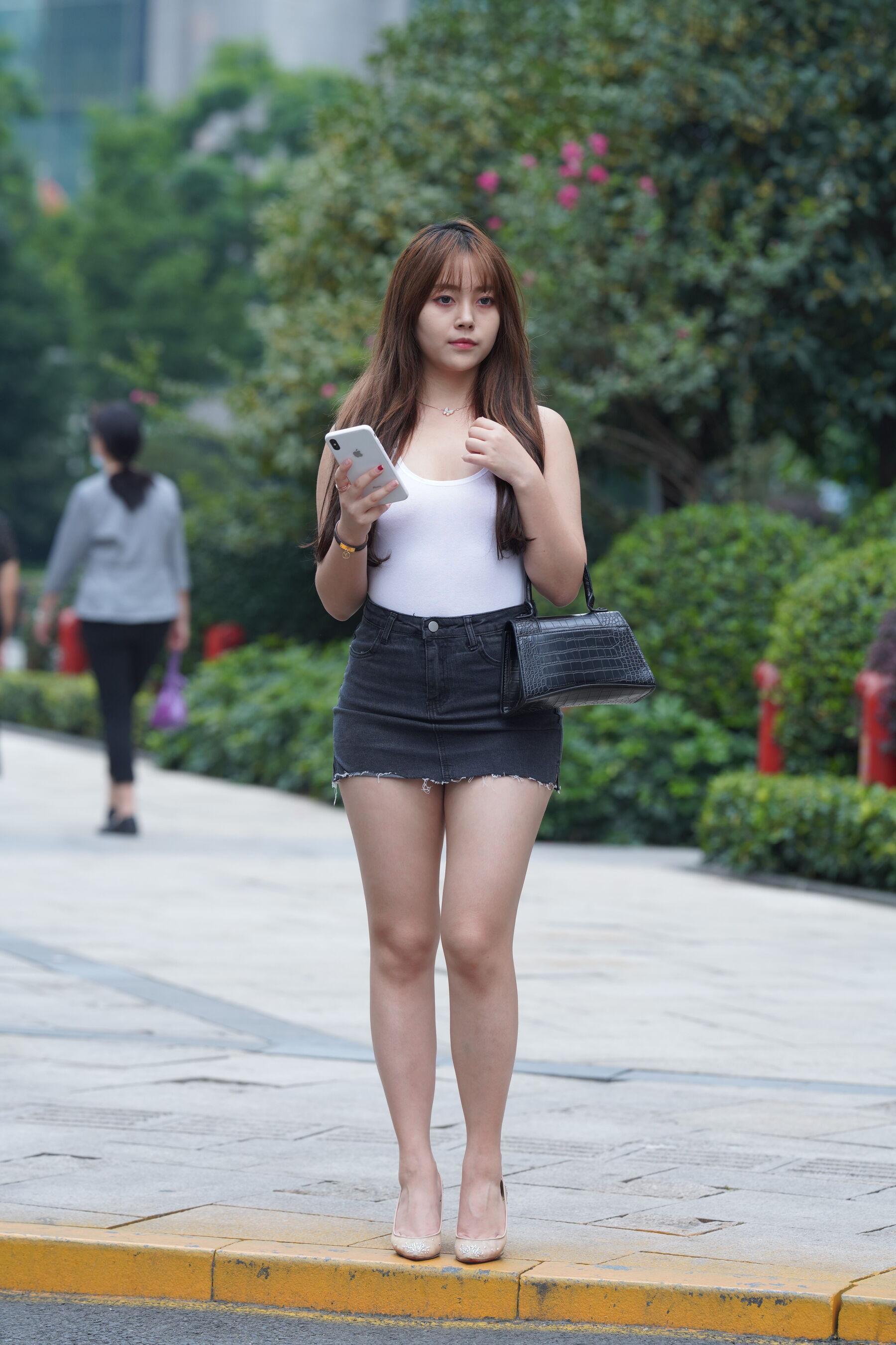 街拍 透明高跟热裤美女(436)