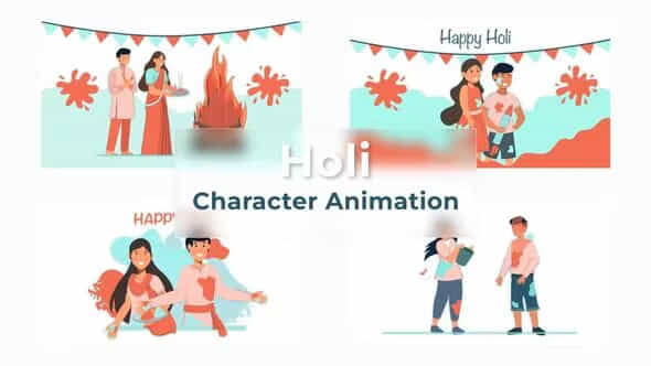 Happy Holi Character - VideoHive 39692102