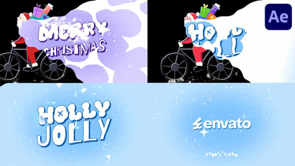 Santa On Bike Logo Opener After Effects - VideoHive 55661308