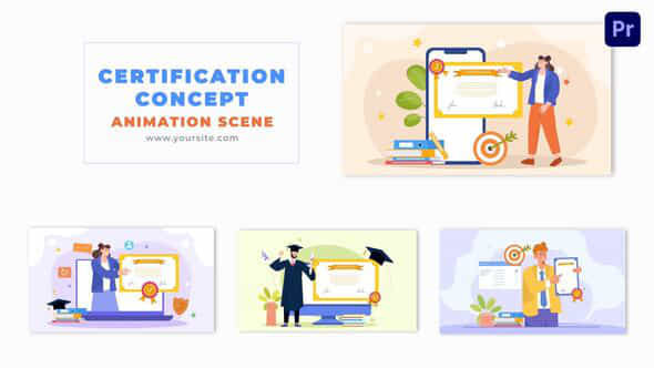 Digital Cartoon Design Certification Concept Animation Scene - VideoHive 49481002