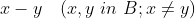 x-y\quad (x,y\ in\ B;x\neq y)