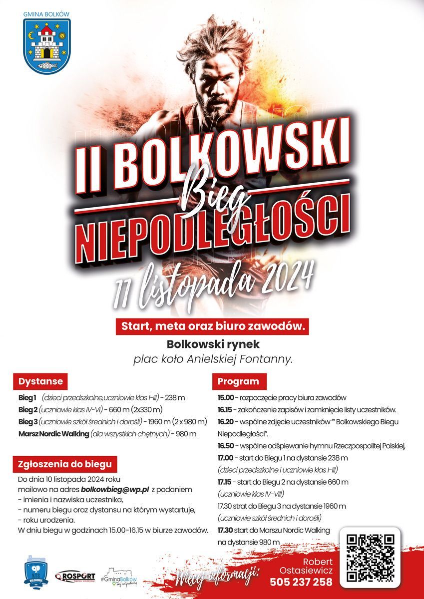 plakat promujący II Bieg niepodległości w Bolkowie