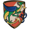 A medieval shield with a medieval-style Wildclaw on it -- Earth and Ice 2023 Thrugzug badge