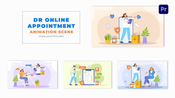 Online Doctor Appointment And Consultation Vector Animation Scene - VideoHive 49481893