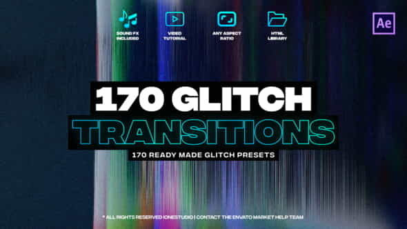 170 Glitch Transitions - VideoHive 37251245