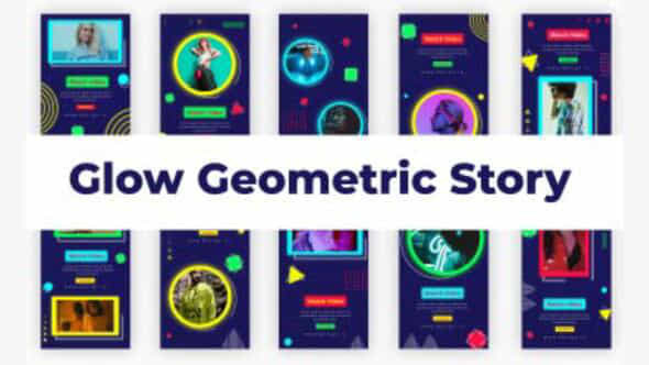 Glow Geometric Stories - VideoHive 36977080