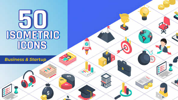 Isometric Icons Business And Startup - VideoHive 57698946