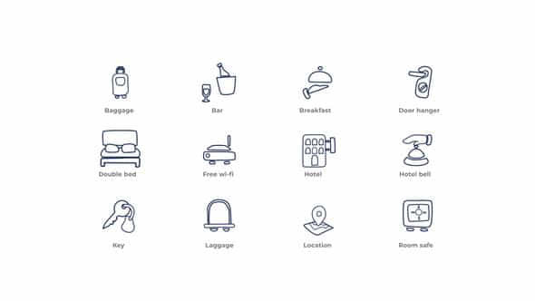 Hotel Service Outline Icons - VideoHive 49818148