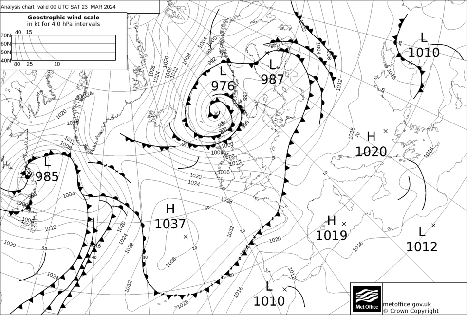 © Met Office Synoptic Chart 23/03/2024