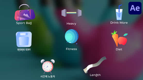 Fitness Icons And Titles For After Effects - VideoHive 54213599