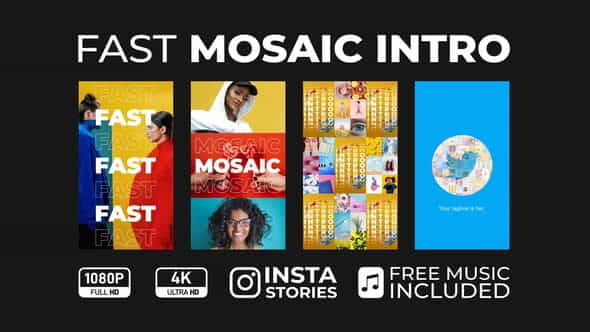 Fast Mosaic Intro - VideoHive 33738045