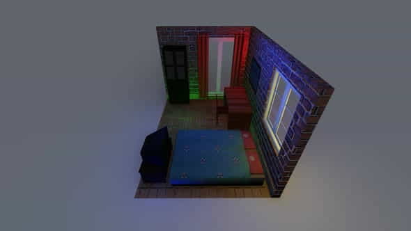 Isometric bedroom interior - VideoHive 33245020