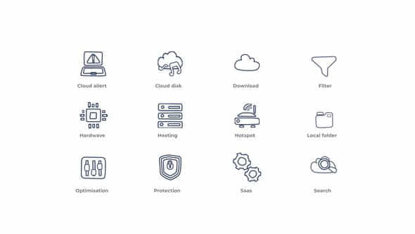 Cloud Computing Outline Icons - VideoHive 49817538