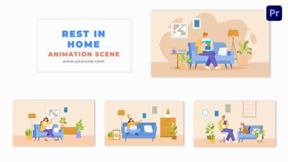 Comfortable Relaxation Flat Character Design Animation Scene - VideoHive 49480924