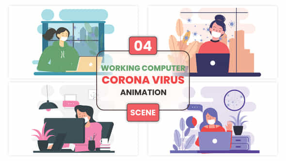 Working Computer Corona Virus Animation Scene - VideoHive 53499174