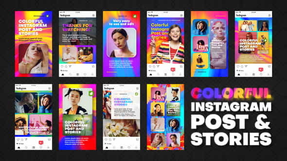 Colorful Instagram Post and Stories - VideoHive 34936859