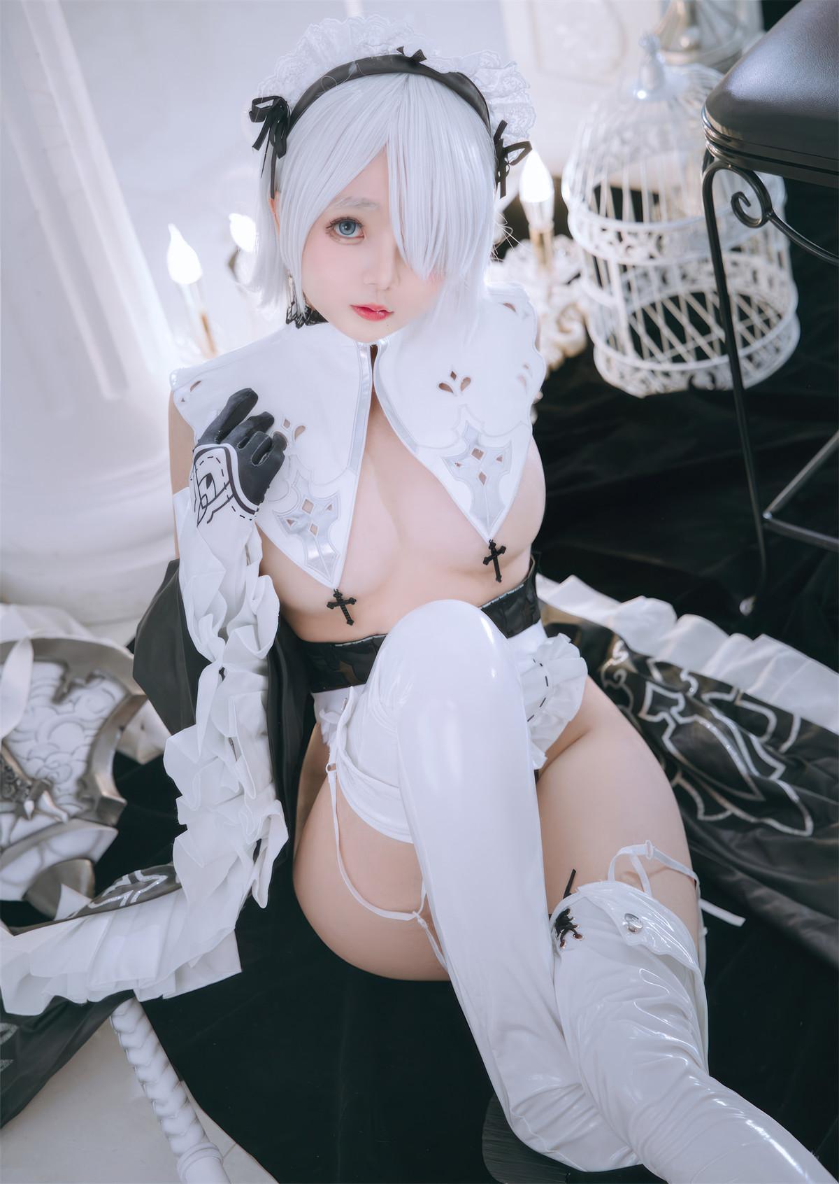 Cosplay Rinaijiao日奈娇 2B奶盖女仆 Set.02(17)