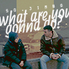 Bill and Jimmy from ‘Wild Bill’ on a roof, behind them the words, “So, Jimbo, what are you gonna do?”