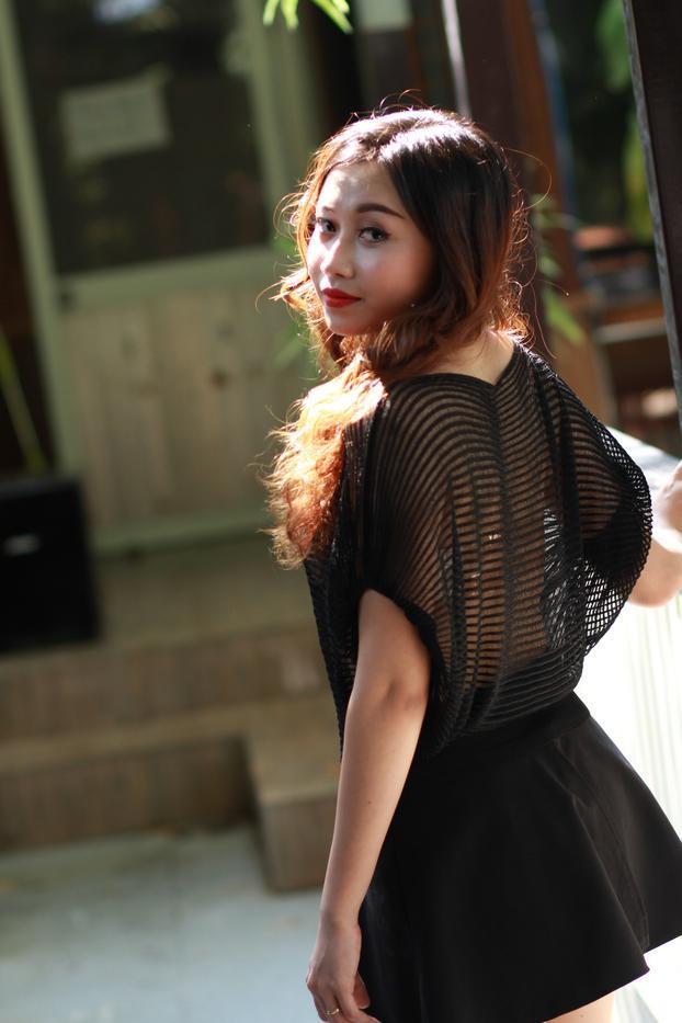 Beautiful Asian girl shows off her petite body wearing a sexy black dress(20)