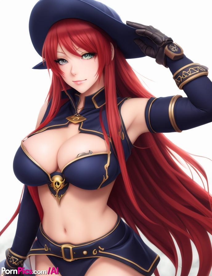 Redheaded Hentai beauty Tanine poses in her hot costume & shows her big boobs(1)