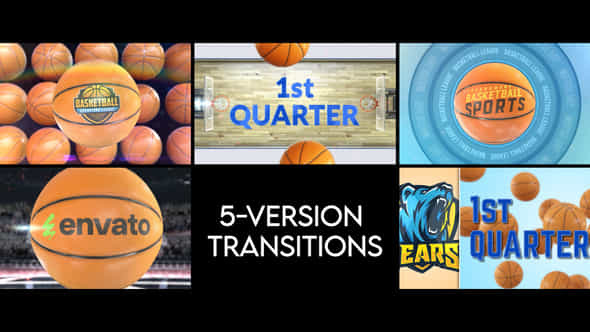 Basketball Transitions 5 Versions - VideoHive 56637464