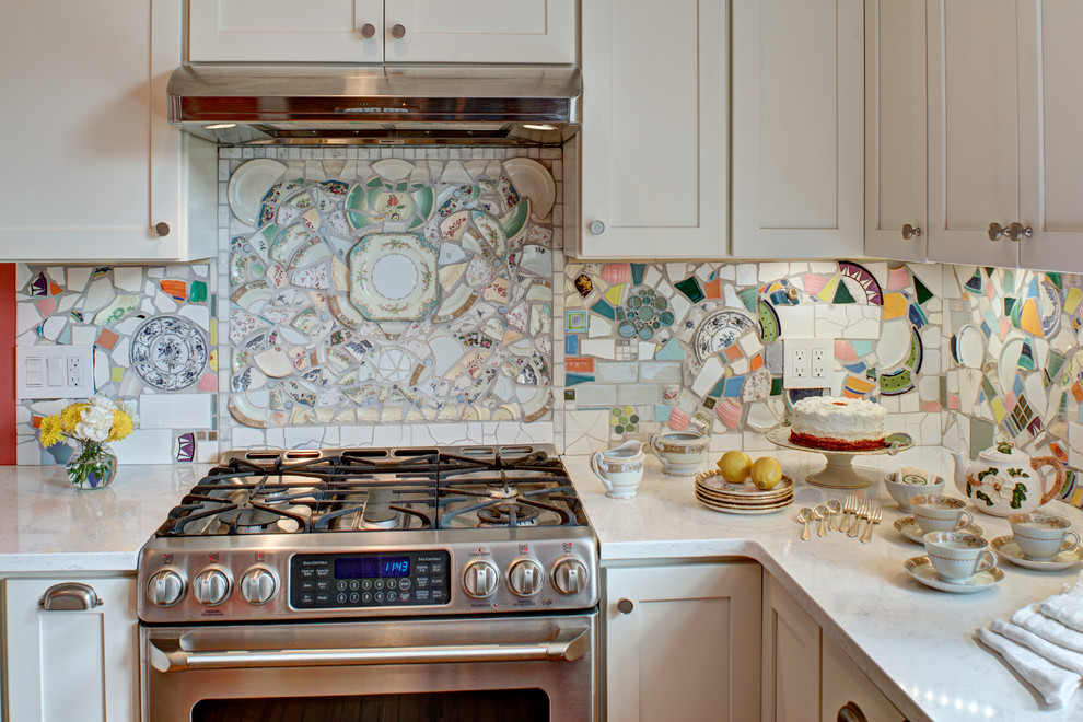 Оформление кухонного фартука из мозаики