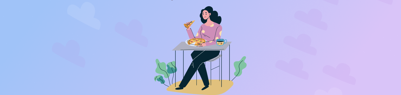 A Woman with Emotional Eating Disorder Eating Pizza