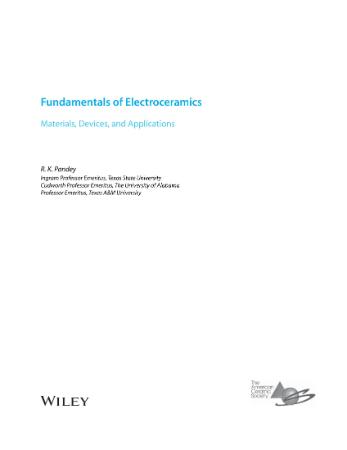 Fundamentals of Electroceramics   Materials, Devices, and Applications