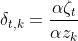 delta _{t,k}=frac{alpha zeta _{t}}{alpha z_{k}}